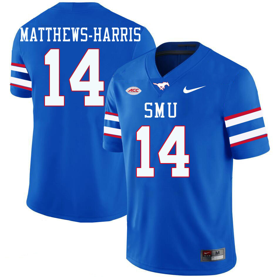 SMU Mustangs #14 Nolan Matthews-Harris College Football Jerseys Stitched Sale-Royal